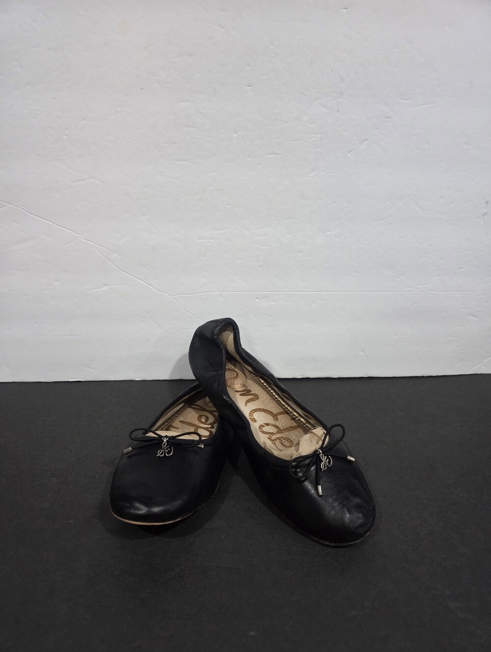 Sam Edelman Black Leather Bow Ballet Flats Sz.7.5